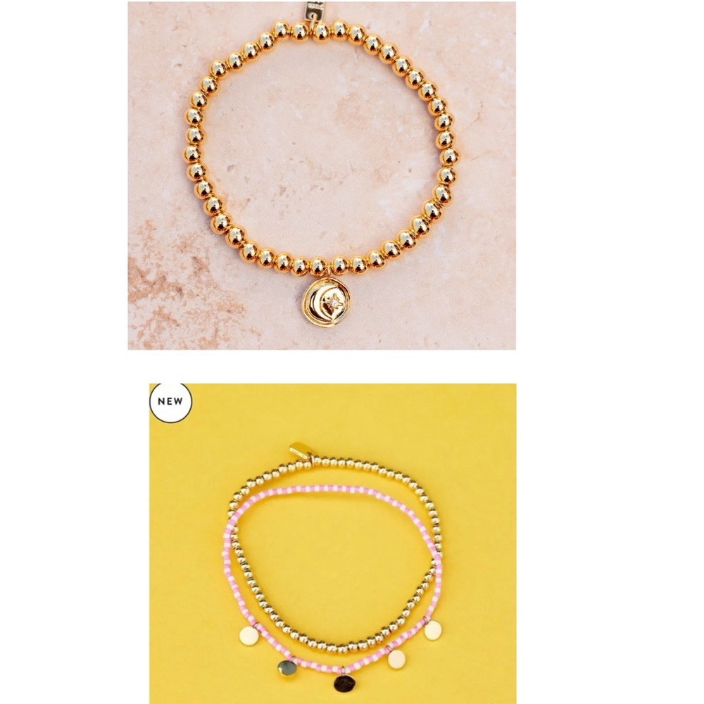 New PuraVida CABANA STRETCH BRACELET SET & MOON METAL STRETCH BRACELET